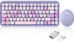 Perixx PERIDUO-713PP DE, Mini Tastatur-Maus Set, Retro Vintage Design, violett -
