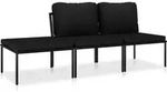 vidaXL 3-tlg. Garten-Lounge-Set mit Auflagen Schwarz PVC - Schwarz