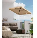 SONGMICS Sonnenschirm 200 x 125 cm UPF 50+ Sonnenschutz - Taupe