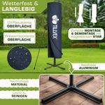 tillvex&reg; Alu Sonnenschirm Rechteckig &Oslash; 330 cm Navy-Blau + Abdeckung mit...