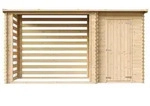 TIMBELA M205 - Gartenhaus Holz mit Brennholzregal B344xL146xH199 cm/ 3.64 m2 -
