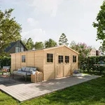 Holz Gartenschuppen MIT IMPR&Auml;GNIERTEM BODEN - Abstellkammer mit Fenstern - H246 x