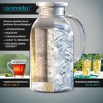 Arendo Karaffe, Glaskaraffe mit Deckel aus lebensmittelechtem Edelstahl, 2300 ml,