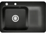 KeraDomo Sp&uuml;le JUNA 75 in NERO - Becken links mit Excenterbedienung / Systemceram /