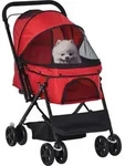 PawHut Hundebuggy Hundewagen f&uuml;r kleine Hunde Katzen Pet Stroller Oxford Rot -...