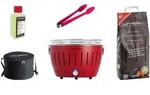 LotusGrill S Small Kompakt Starter-Set Feuerrot Holzkohlegrill 5 tlg - Rot