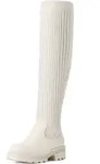 DREAM PAIRS Damen Overknees Stiefel mit Gestricktem Schaft,Beige,37 - Beige - 37