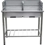 JW Edelstahl Grilltisch Holzkohle-Grill f&uuml;r Outdoork&uuml;che 2304-02 - Grau