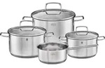 R&Ouml;SLE Basic Line Topf-Set, Edelstahl 18/10, 3 Universalt&ouml;pfe mit Sch&uuml;ttrand und