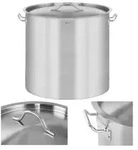 Kochtopf aus nicht rostendem Stahl mit Deckel f&uuml;r Induktionskochfeld 98 L - Silber