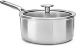 KitchenAid Stielkasserolle mit Glasdeckel edelstahl f&uuml;r alle Herdarten geeignet -