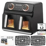 tectake&reg; Hei&szlig;luftfritteuse Samurai 2 Garr&auml;ume, je 4 l, 2400 W - Schwarz
