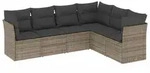 vidaXL 6-tlg. Garten-Sofagarnitur mit Kissen Grau Poly Rattan - Grau