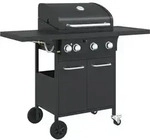 vidaXL Gasgrill mit 4 Flammen Schwarz Pulverbeschichteter Stahl - Schwarz