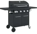 vidaXL Gasgrill mit 5 Flammen Schwarz Pulverbeschichteter Stahl - Schwarz