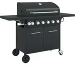 vidaXL Gasgrill mit 7 Flammen Schwarz Pulverbeschichteter Stahl - Schwarz