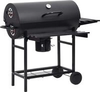 vidaXL Grillwagen mit R&auml;dern und Ablagen Schwarz Stahl 115x85x95 cm