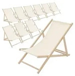 ECD Germany 10x Liegestuhl klappbar aus Holz, Beige, bis 120kg, 3...