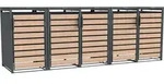 Westmann Metall M&uuml;lltonnenbox Lacina 5x240 L Anthrazit/Holzoptik 80x332x116 cm -