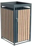 Westmann Metall M&uuml;lltonnenbox Planta 1x240 L Anthrazit/Holzoptik 84x68x124 cm - Grau