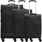 d&n Travel Line 9504 4 Rollen Kofferset 3-teilig mit Dehnfalte - Schwarz