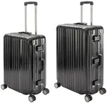 Travelhouse London - 2er Reisekoffer Set M+L - Polycarbonat Hartschale Schwarz -
