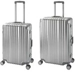 Travelhouse London - 2er Reisekoffer Set M+L - Polycarbonat Hartschale Silber -