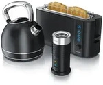 Arendo Fr&uuml;hst&uuml;cks-Set in Schwarz matt - Wasserkocher / Toaster /...