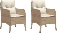 vidaXL Gartenst&uuml;hle mit Kissen 2 Stk. Beige Poly Rattan