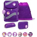 Belmil Smarty ergonomisches Schulranzen Set 5-teilig "Purple Sky" mit Brustgurt,