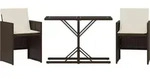 vidaXL 3-tlg. Bistro-Set mit Kissen Braun Poly Rattan - Braun