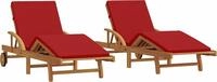 vidaXL Sonnenliege 2 stk. Massivholz Akazie Rot