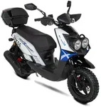 Motorroller PX55 Cross 50ccm 25 km/h, blau-wei&szlig; mit Top Case GT Union