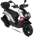 Motorroller PX55 Cross Concept 50ccm 45 km/h Euro 5, rot-wei&szlig; mit Top Case GT Union