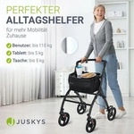 Juskys Indoor Rollator Aktiv - Tasche & Tablett - schmal & faltbar - Schwarz -
