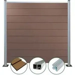 Woodstore24 - WPC Sichtschutzzaun - braun &ndash; 5 x Zaun & 6 x Pfosten - 185 cm x 180