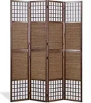 Homestyle4u Paravent Raumteiler 4 teilig XL Bambus Holz Braun H&ouml;he 2 m Indoor -