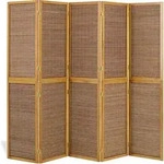 Homestyle4u Paravent Raumteiler 5 teilig Trennwand Sichtschutz Braun Holz Bambus