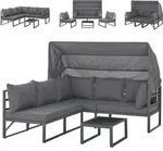 SVITA MAUI Gartenm&ouml;bel-Lounge-Set mit Dach Outdoor-Sofa Strandkorb-Sonneninsel...
