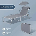 Sonnenliege klappbar &ndash; Leichte Gartenliege aus Aluminium mit 5-fach...