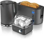 Arendo Fr&uuml;hst&uuml;cks-Set 3-teilig, 4-Scheiben Langschlitztoaster, 8er...