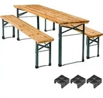 tectake Bierzeltgarnitur 3-teilig Klappbar Tannenholz f&uuml;r 8 Personen - Braun