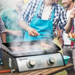 Outsunny Tischgrill Gasgrill BBQ mit 2 Brennern, Tischgasgrill mit Schlauch -...