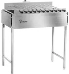 BBQ-Toro Edelstahl Kohlegrill mit Spie&szlig;aufsatz 11 Spie&szlig;en und Motor - Silber