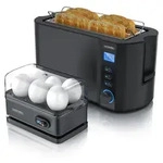 Arendo - Set Toaster MANHA mit Eierkocher SIXCOOK Edelstahl Schwarz, Toaster 4