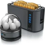 Arendo - SET Toaster FRUKOST mit Eierkocher SEVENCOOK Edelstahl Grau, Toaster 4