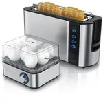 Arendo 2-teiliges Fr&uuml;hst&uuml;cksset, 2-Scheiben Langschlitztoaster FRUKOST, 8er