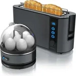 Arendo - SET Toaster FRUKOST mit Eierkocher SEVENCOOK Edelstahl Grau, Toaster 2