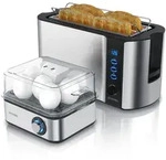 Arendo 2-teiliges Fr&uuml;hst&uuml;cksset - 4-Scheiben Langschlitz Toaster, 8er...