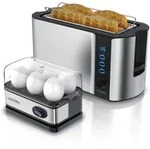 Arendo Fr&uuml;hst&uuml;cksset, Langschlitz Toaster 4 Scheiben, Eierkocher f&uuml;r 6 Eier,